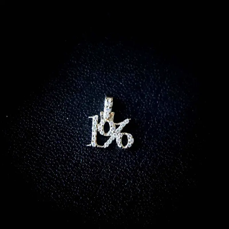 1% Symbol Pendant In Solid Gold With Vs Diamond Accent 1