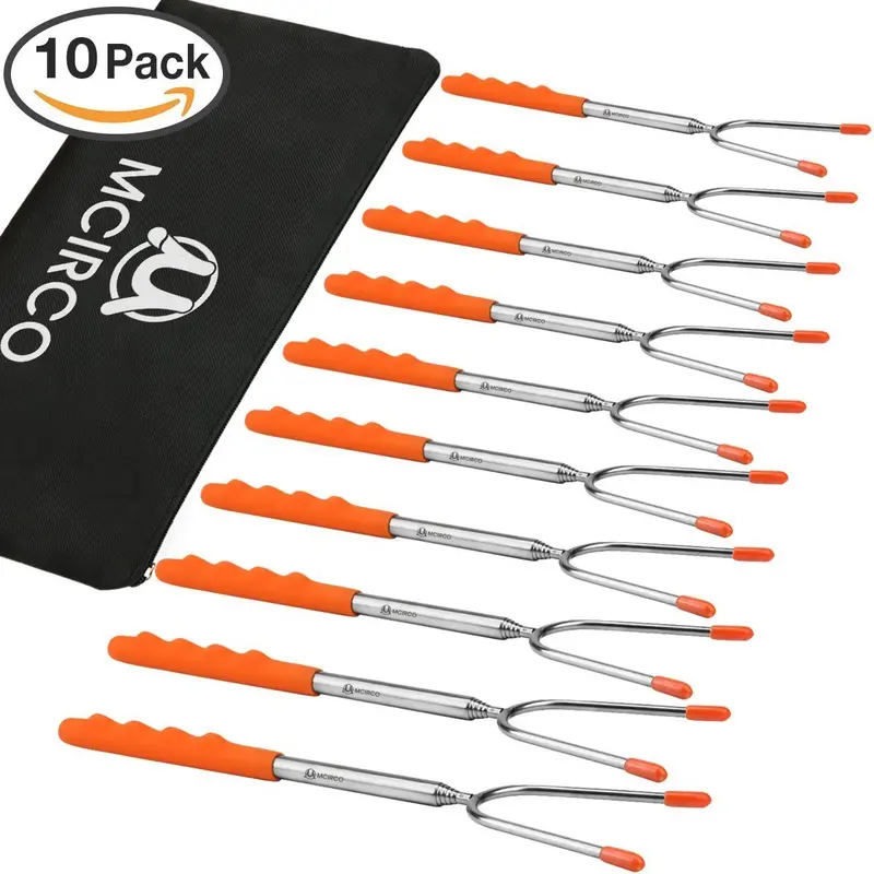 10-Pack Telescoping Marshmallow Roasting Sticks – 42" Stainless Steel Smores Skewers With Extendable Design For Camping, Bonfires, And Family Outdoors 1