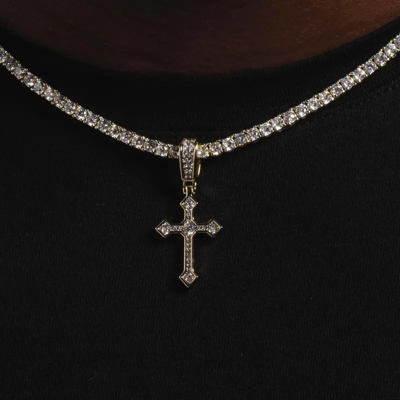 10K Gold Celtic Cross V.1 Pendant Featuring Si Diamonds 1