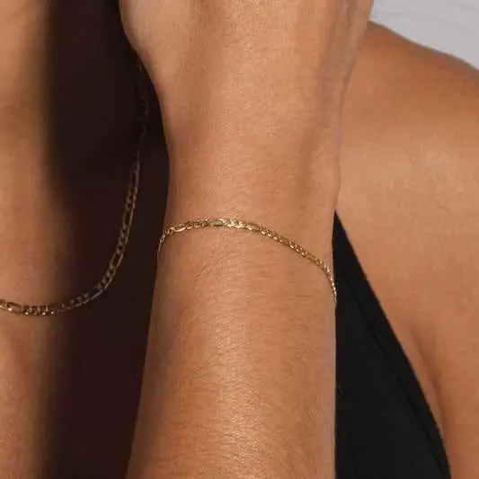 10K Yellow Gold Figaro Bracelet – 2Mm Links 1