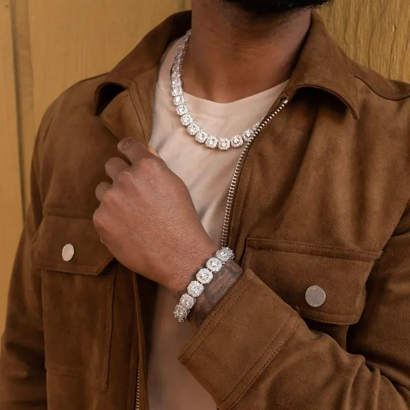 12Mm Clustered Diamond Tennis Necklace And Bracelet Duo – Yellow Or White Gold 1
