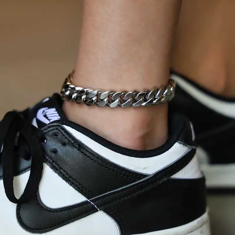 12Mm Miami Cuban Anklet In White Gold 1