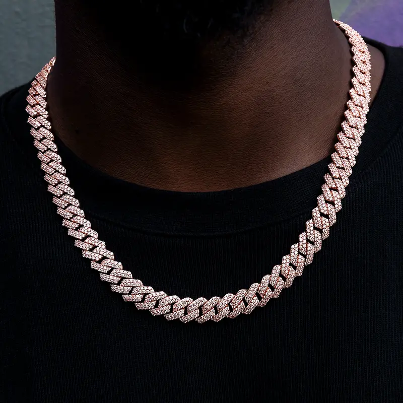 12Mm Rose Gold Prong-Link Chain Featuring Diamond Accents 1