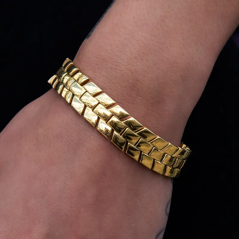 12Mm Spine Chain Bracelet In Yellow Gold 1