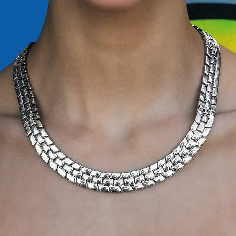 12Mm Spine Chain Necklace – Modern 14K White Gold Design 1