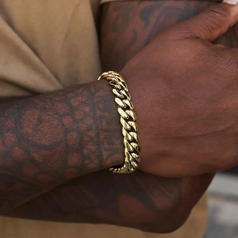 12Mm Yellow Gold Signature Cuban Link Bracelet 1