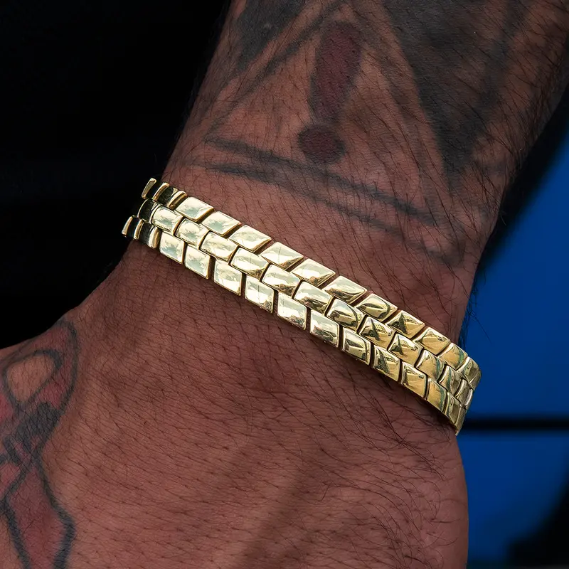 12Mm Yellow Gold Vermeil Spine Chain Bracelet 1