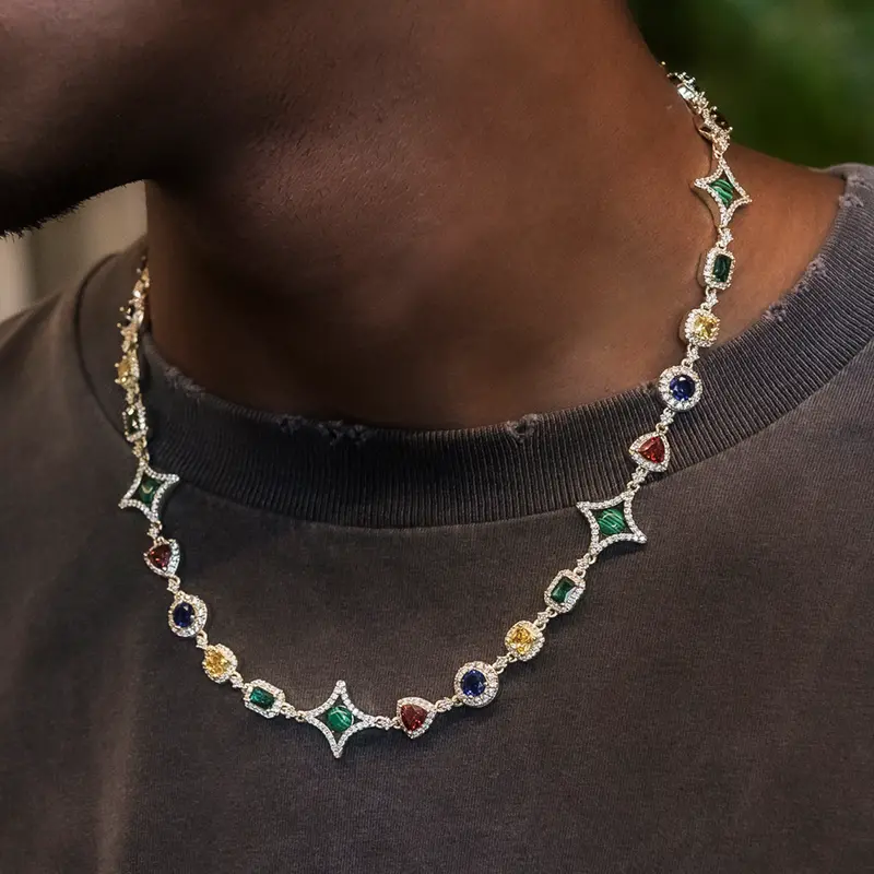 17Mm Yellow Gold Colored Gemstone Chain – Artisan-Cut Stone Accent 1