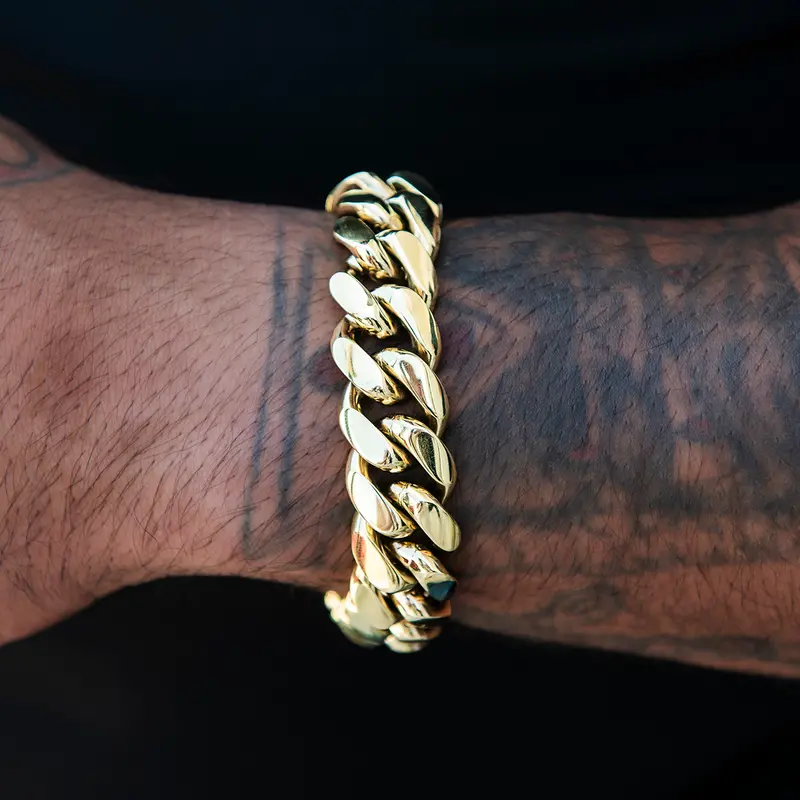 19Mm Cuban Link Bracelet In Rich Yellow Gold – Heavy-Duty Link Design 1