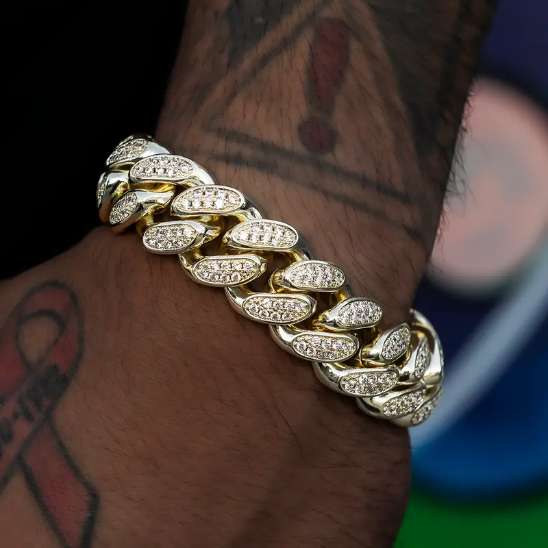 19Mm Diamond Cuban Link Bracelet – Yellow Gold 1