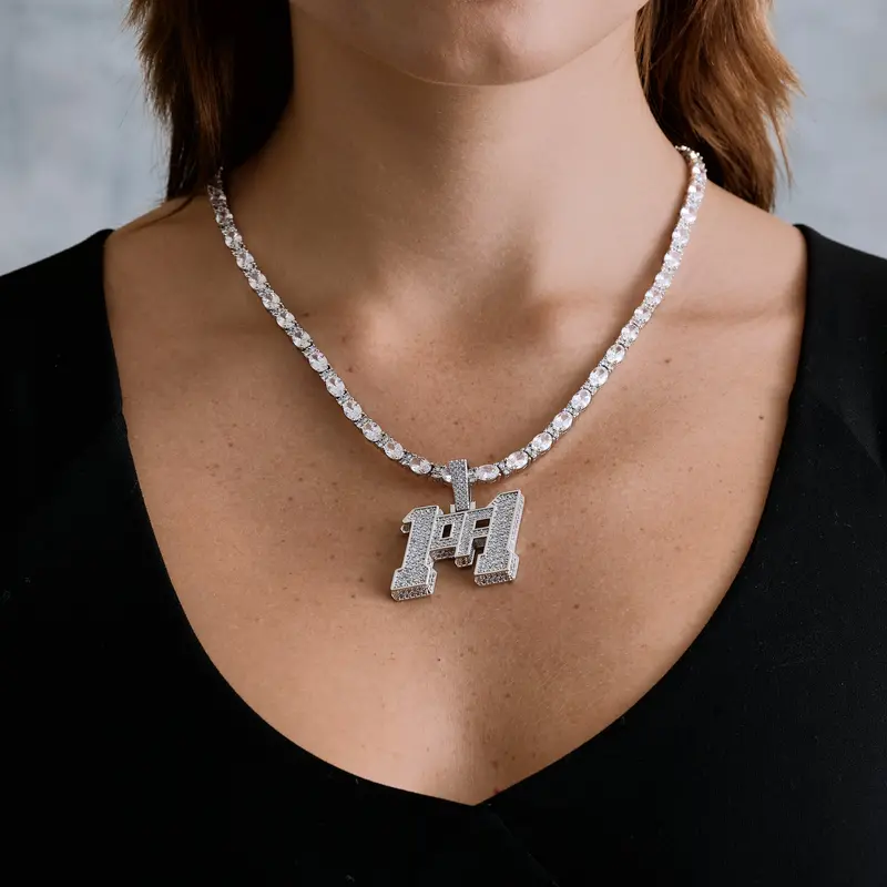 "1Of1" Handcrafted Pendant – White Gold Vermeil Statement Piece 1