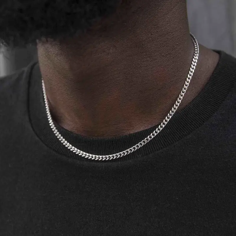 2.5Mm Solid White Gold Micro Cuban Chain 1