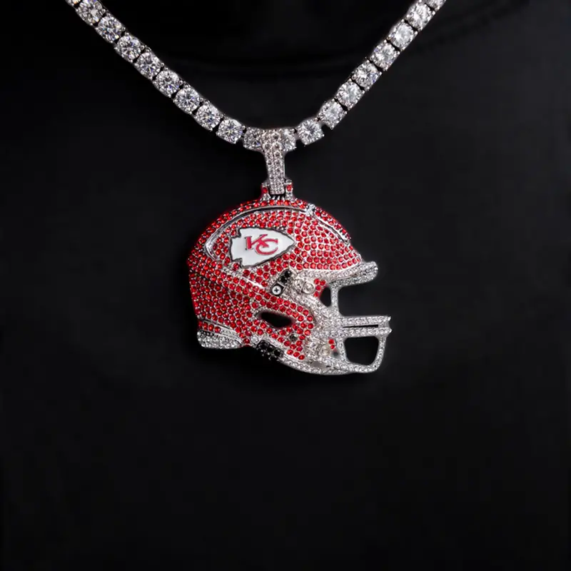 2025 Kansas City Chiefs Helmet Pendant In White Gold 1
