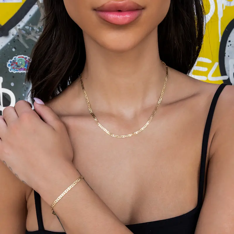 2Mm Micro Flat Valentina Necklace And Bracelet Set 1