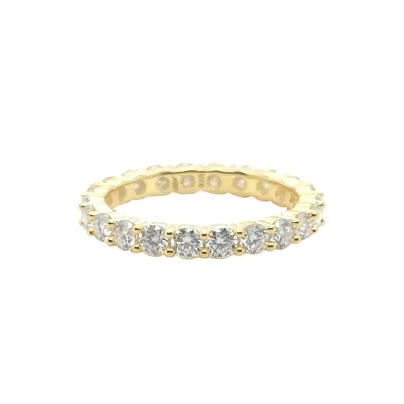 2Mm Round Moissanite Eternity Band Ring For Women – Yellow Gold Vermeil 1