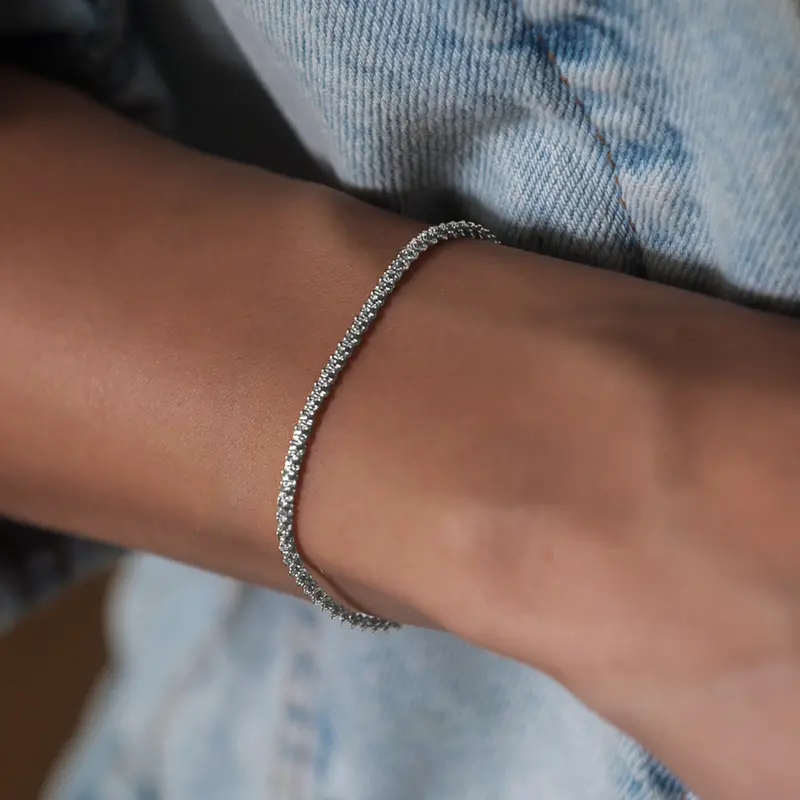 2Mm White Gold Popcorn Bracelet – Polished Grain Detail 1