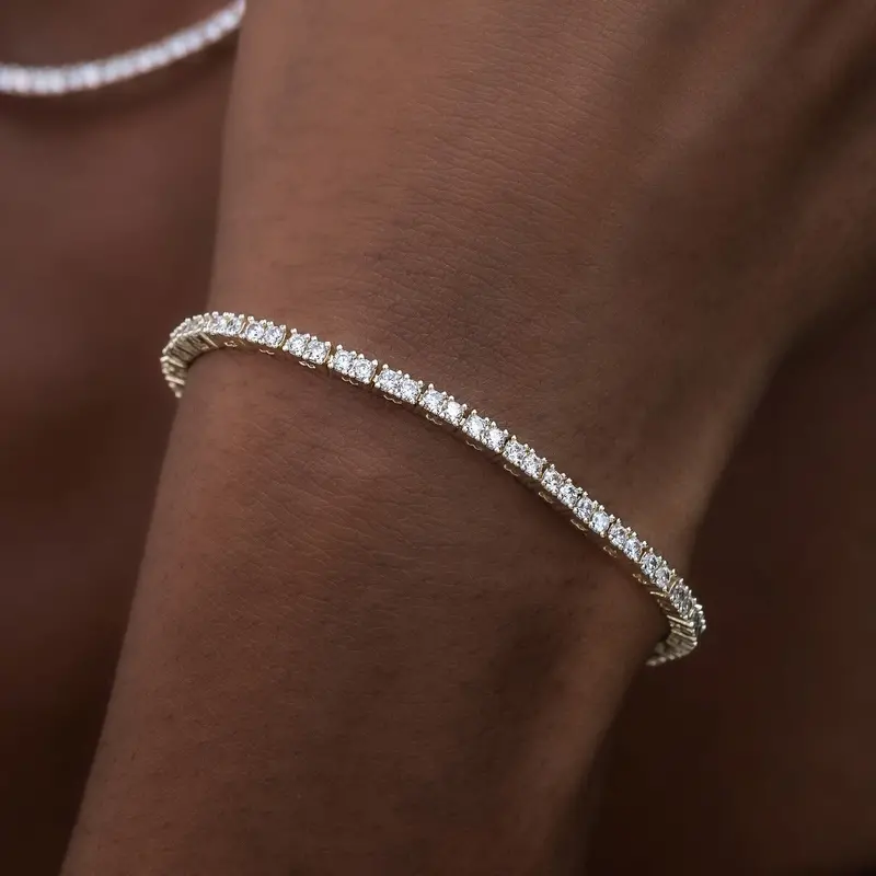 2Mm Yellow Gold Diamond Tennis Bracelet 1