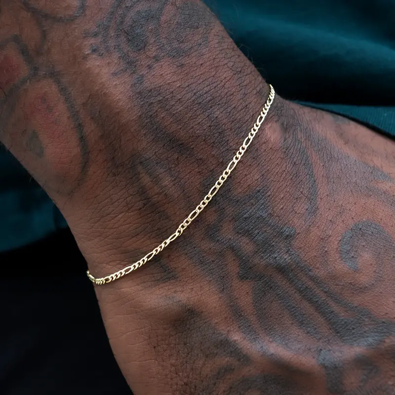 2Mm Yellow Gold Figaro Bracelet – Polished Link Style 1