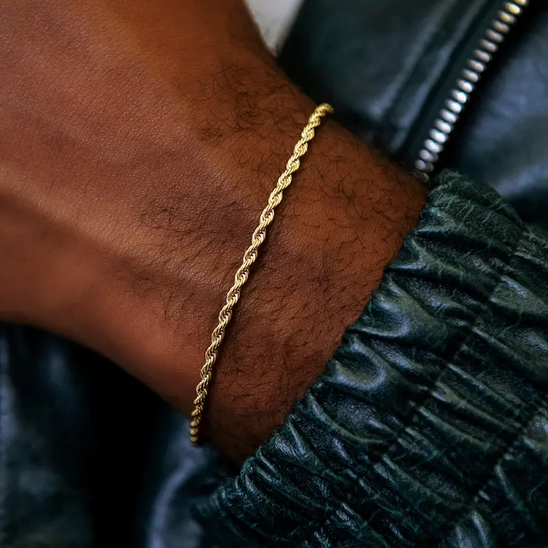 2Mm Yellow Gold Rope Bracelet – Flexible Twisted Design 1