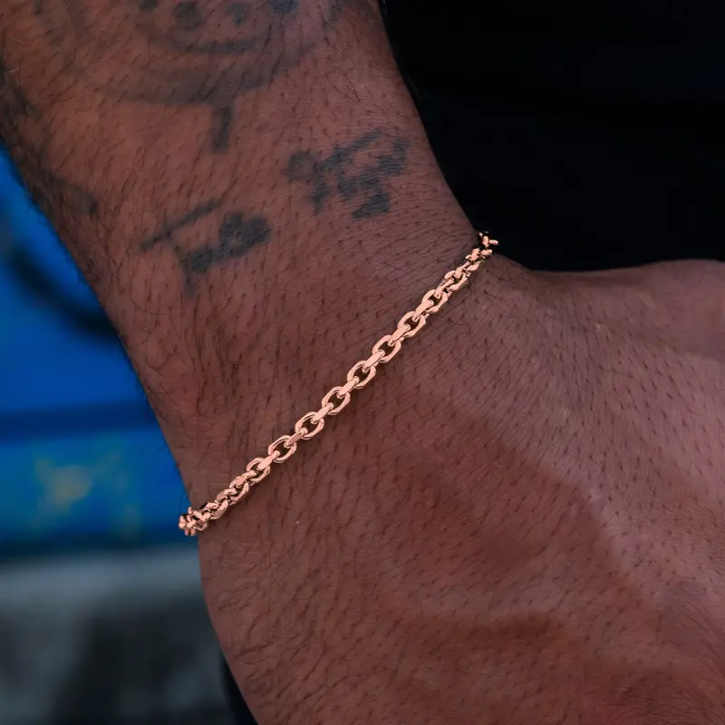 3.6Mm Open Box Link Bracelet In 14K Rose Gold 1