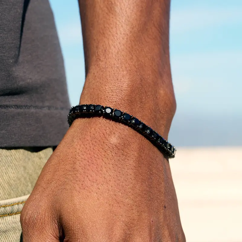 3Mm Black Diamond Tennis Bracelet – Matte Black 1