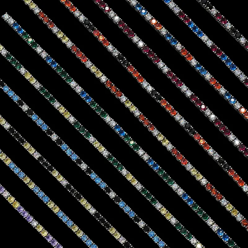 3Mm Diamond-Style Tennis Chain – White Gold (Multiple Color Options) 1