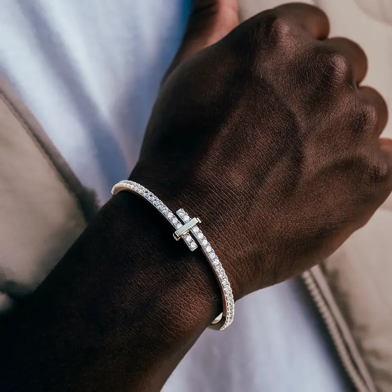 3Mm Diamond Tennis Cuff Bracelet 1