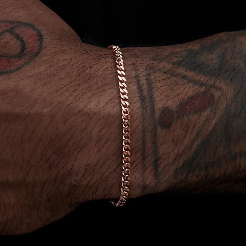 3Mm Micro Cuban Bracelet In 14K Rose Gold 1