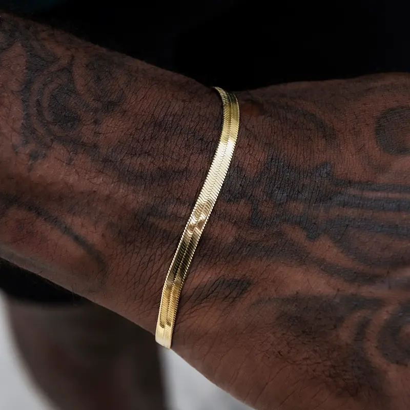 4Mm Herringbone Bracelet In 14K Yellow Gold 1