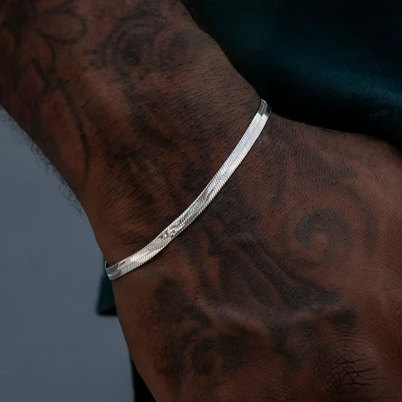 4Mm Herringbone Chain Bracelet In 14K White Gold 1