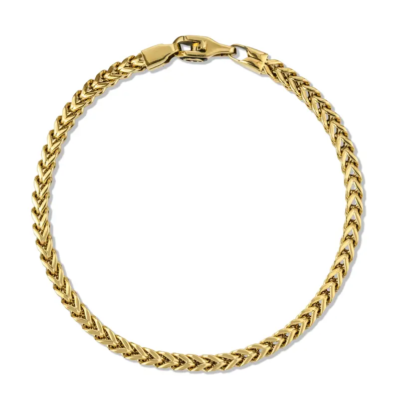 4Mm Hollow Yellow Gold Franco Chain Bracelet 1