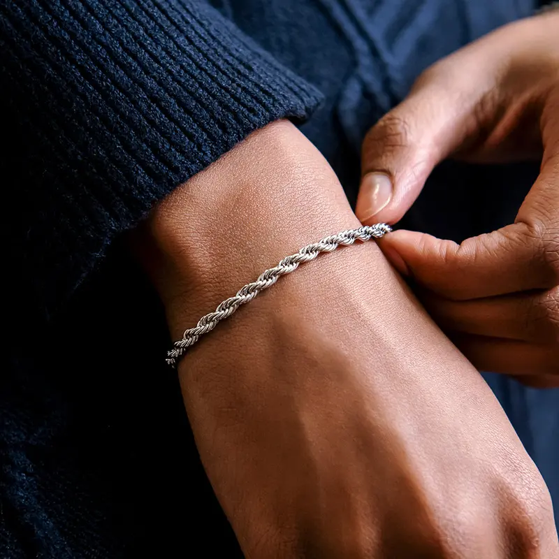 4Mm Rope-Style Bracelet In White Gold 1