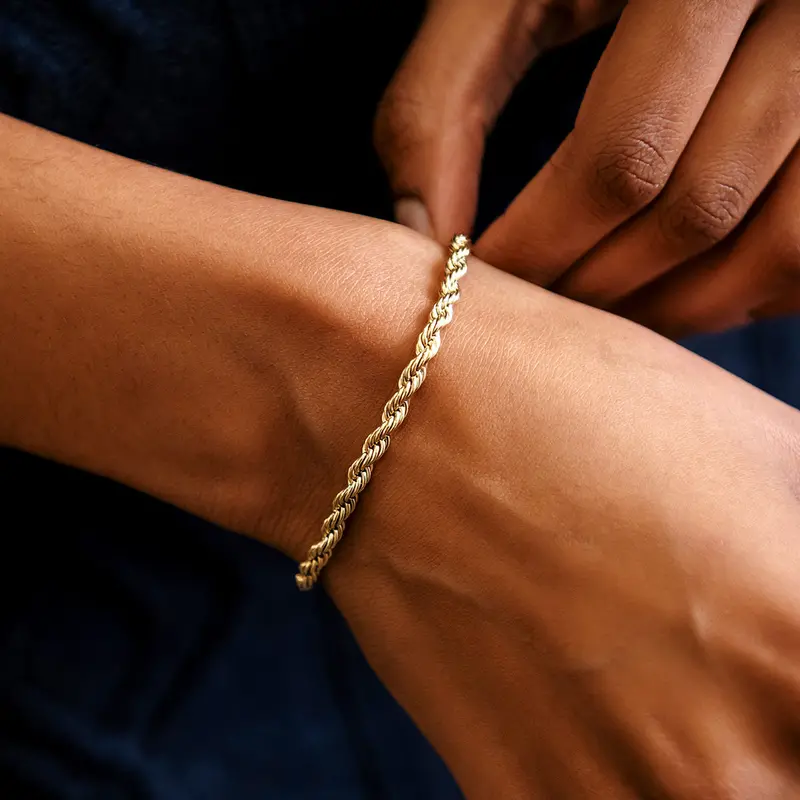 4Mm Rope-Style Bracelet In Yellow Gold 1