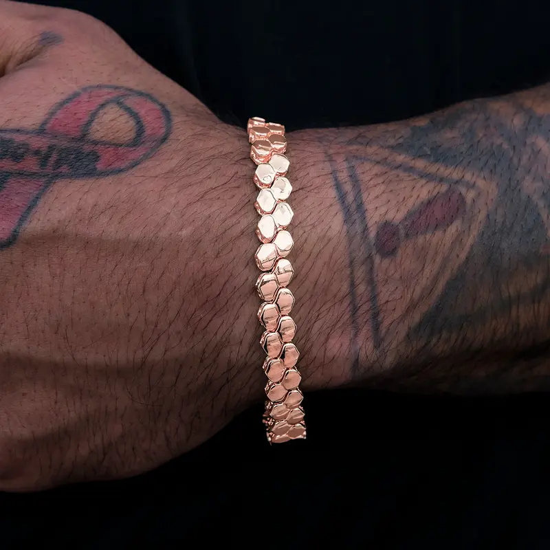 4Mm Rose Gold Flat Snake Link Bracelet – Smooth Contoured Links 1
