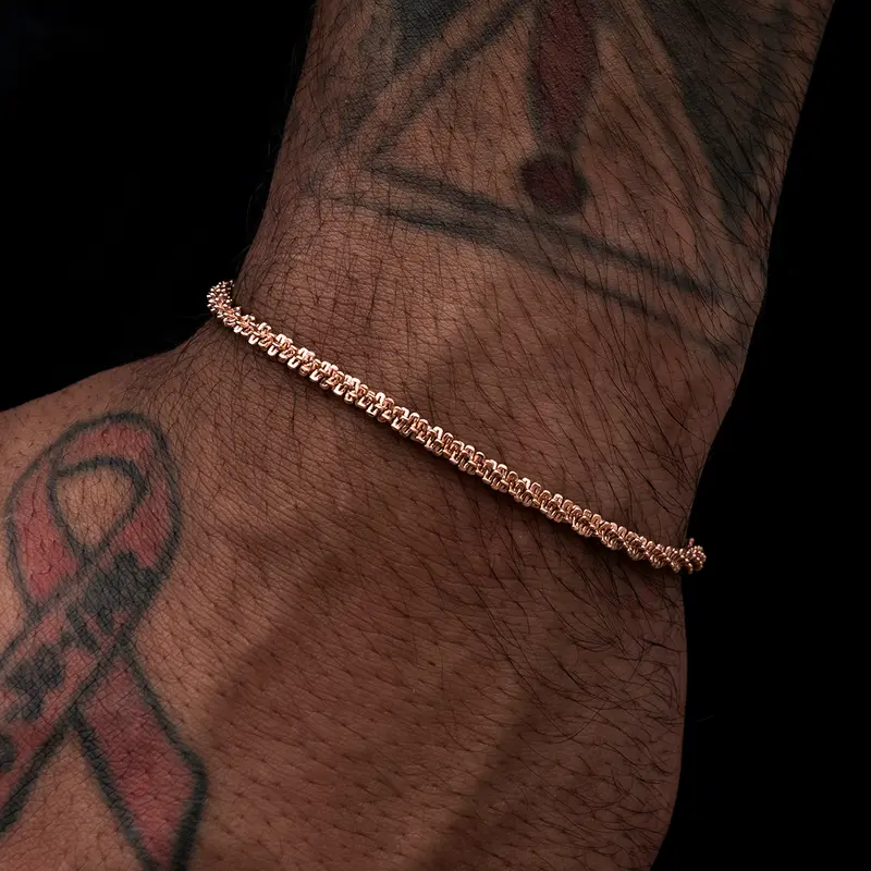 4Mm Rose Gold Popcorn Bracelet For Men 1