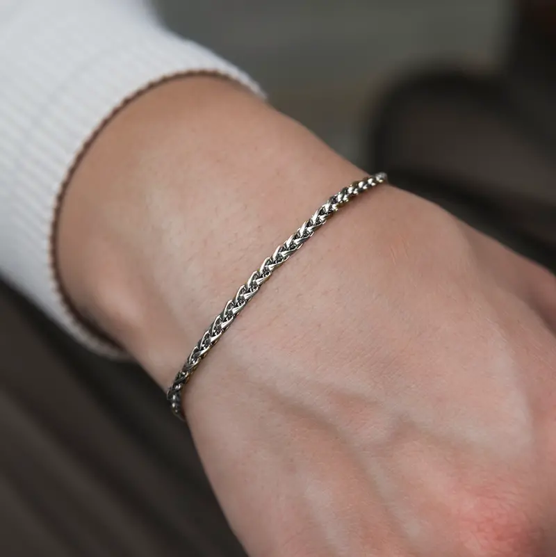 4Mm White Gold Palm Chain Bracelet 1