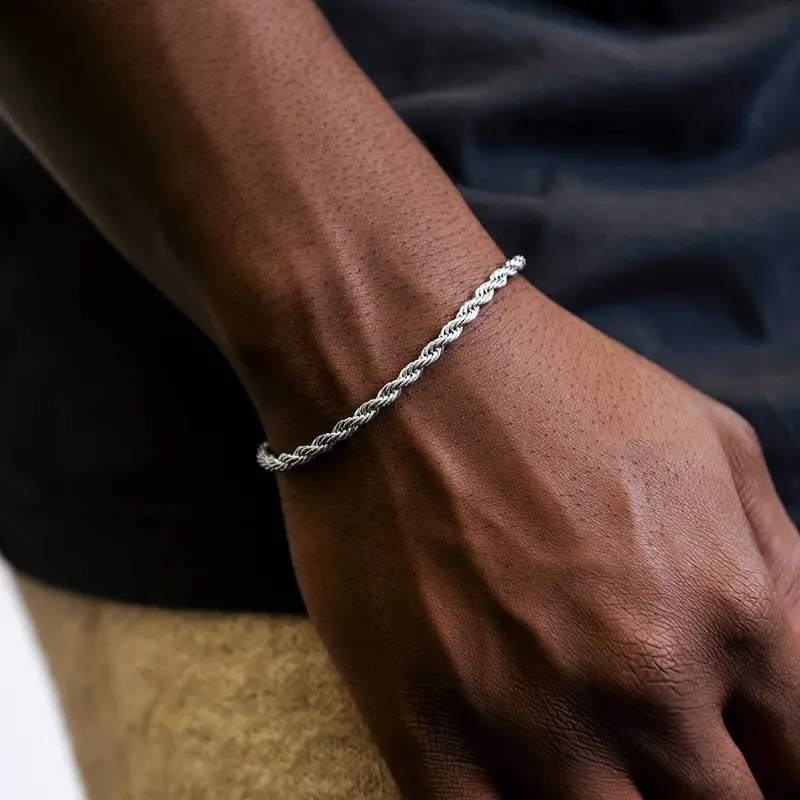 4Mm White Gold Rope Bracelet By Gld 1