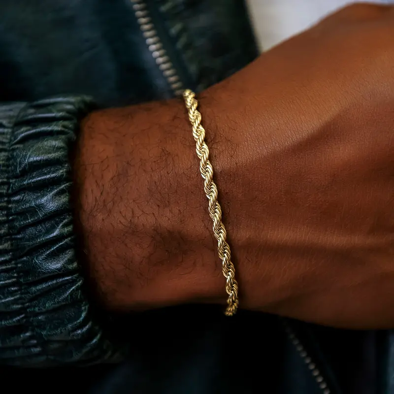 4Mm Yellow Gold Rope Bracelet By Gld 1