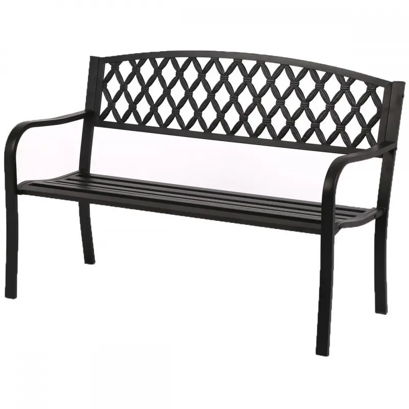 50" Steel Garden Bench – Sturdy Outdoor Patio Or Yard Bench With Powder-Coated Frame 1