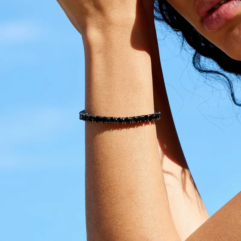 5Mm Black Diamond Tennis Bracelet – Matte Black Finish 1