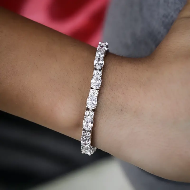 5Mm Diamond Mixed Oval Tennis Bracelet – Sterling Silver 1