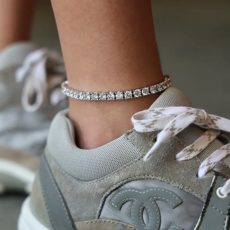 5Mm Diamond Tennis Anklet In 14K White Gold 1