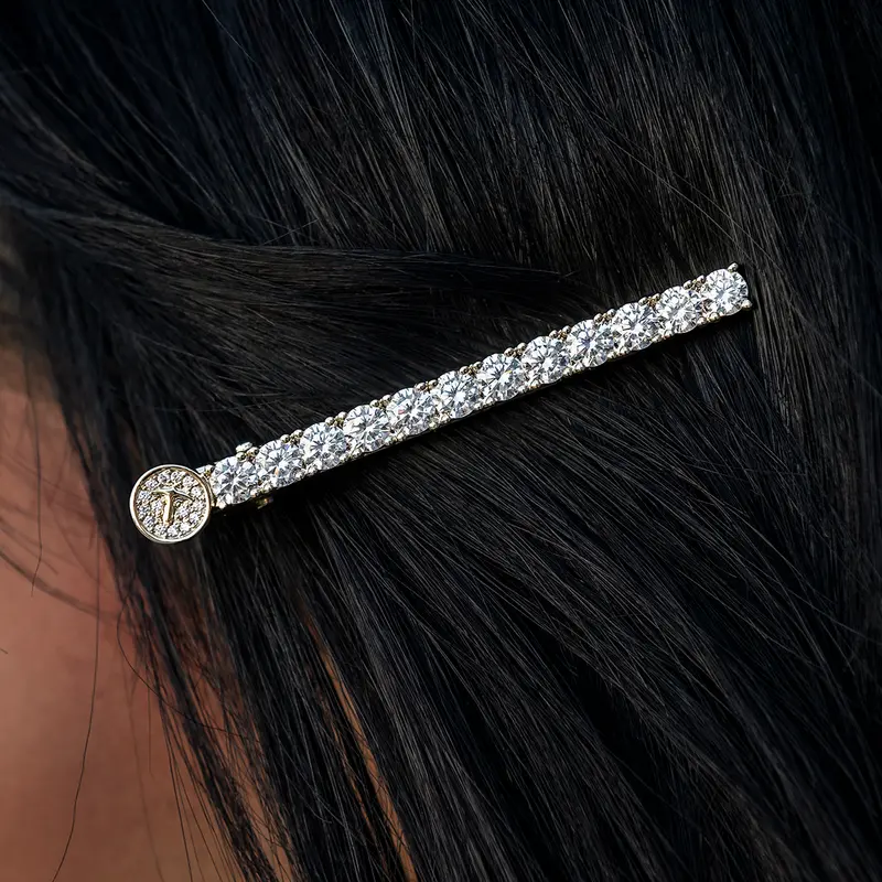 5Mm Diamond Tennis Barrette In Yellow Gold – Linear Elegance 1