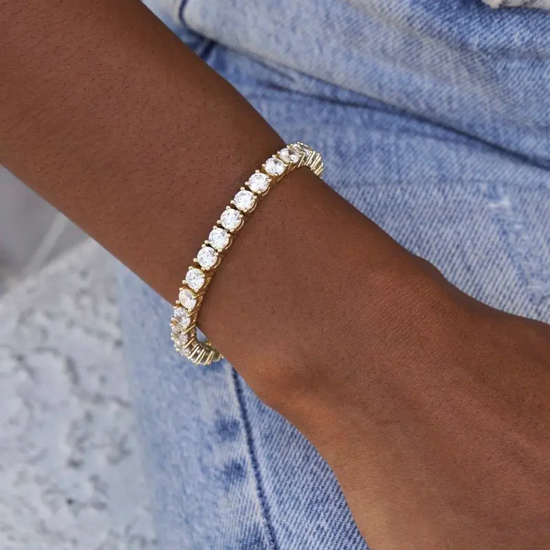 5Mm Yellow Gold Diamond Tennis Bracelet 1