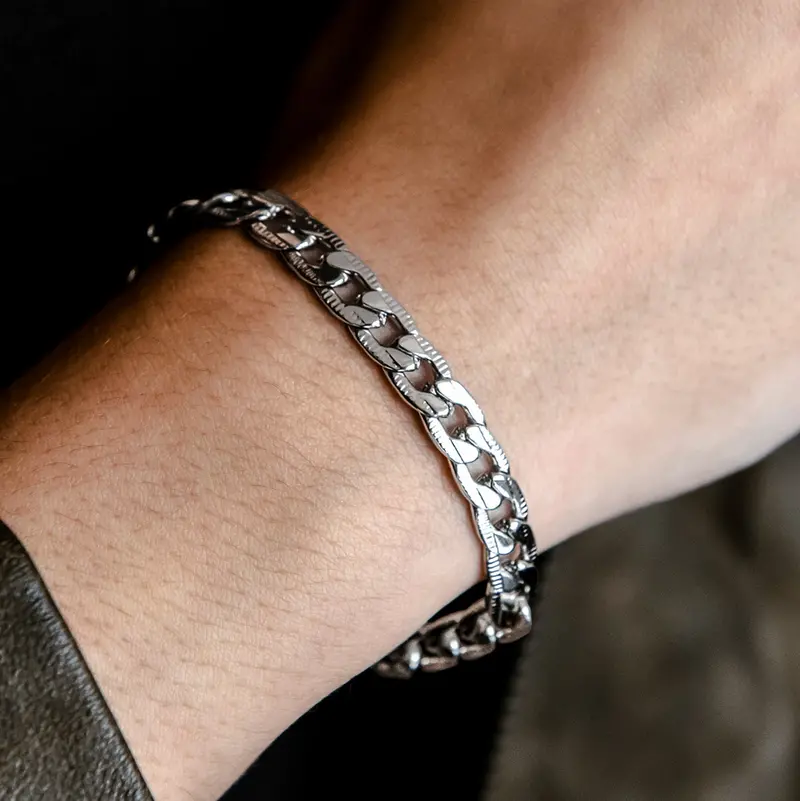 6Mm Curb Chain Bracelet – 14K White Gold 1
