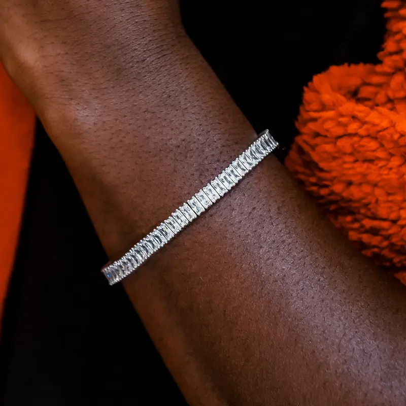 6Mm Diamond Baguette Tennis Bracelet In 14K White Gold 1