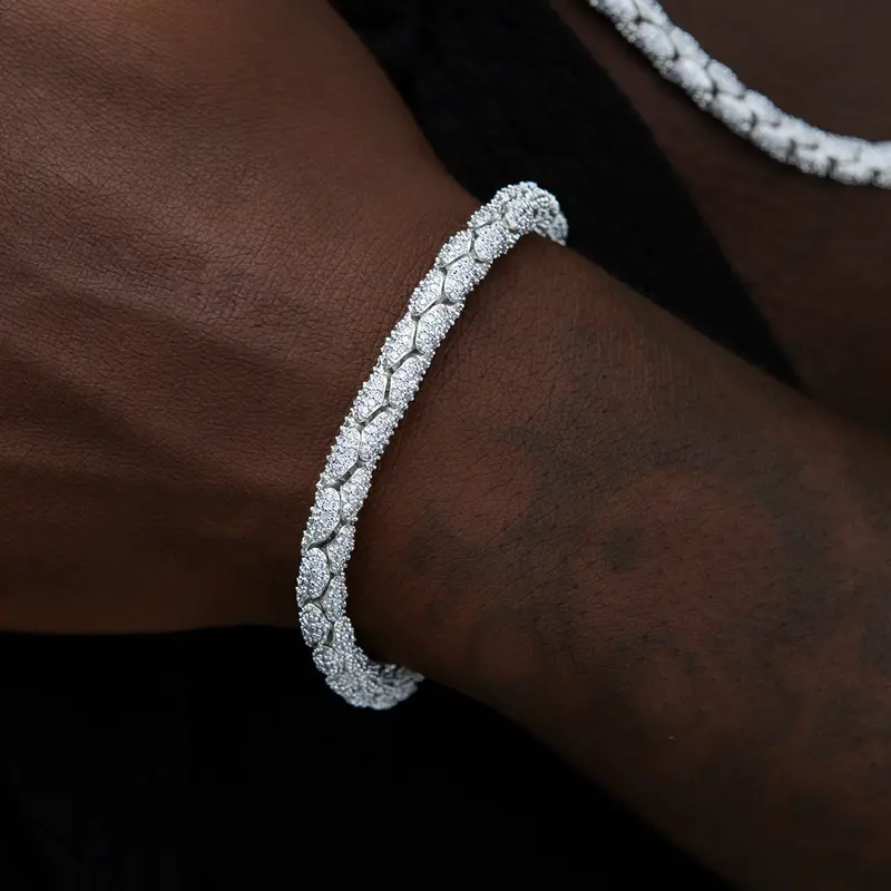 6Mm Diamond-Pavé Snake Link Bracelet – 14K White Gold 1