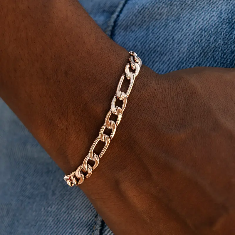 6Mm Figaro Bracelet In Rose Gold – Dainty Layering Piece 1