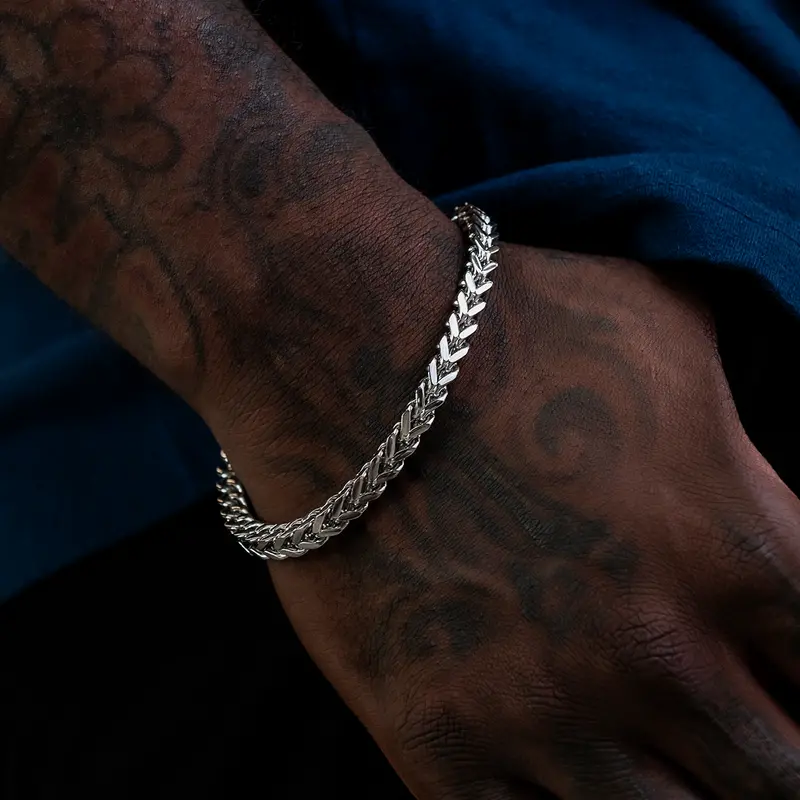 6Mm Franco Link Bracelet In 14K White Gold 1