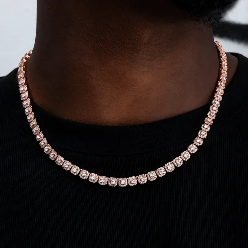 6Mm Rose Gold Micro-Clustered Tennis Chain 1